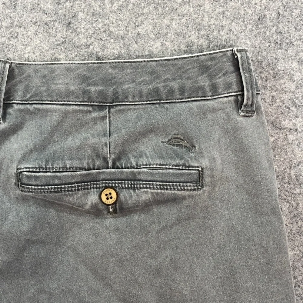 Tommy Bahama Mens Chino Shorts 38 Gray Tropical Waistband Casual Beach